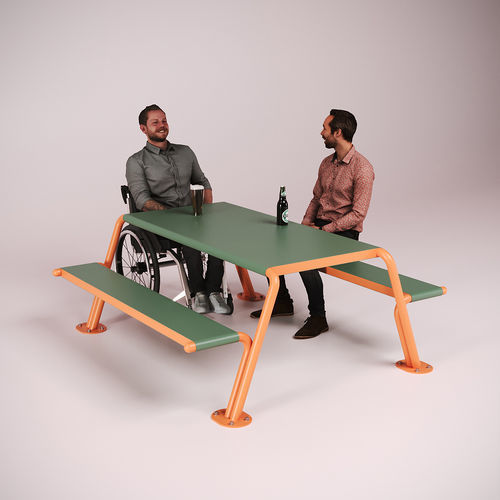 Ensemble table et bancs contemporain - MOONWALK - CITYSì - design minimaliste / design industriel / en acier