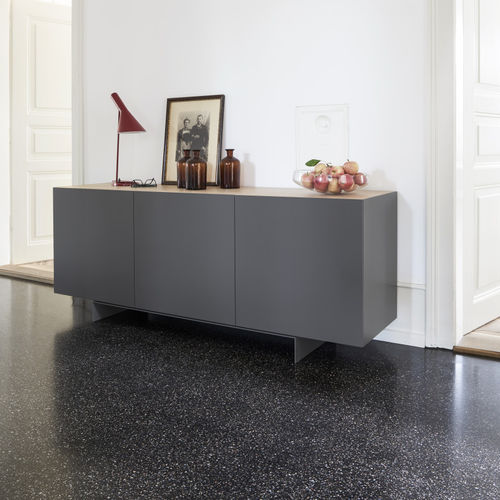 Buffet contemporain - LIN - Mobimex - en bois massif / en pierre naturelle / blanc