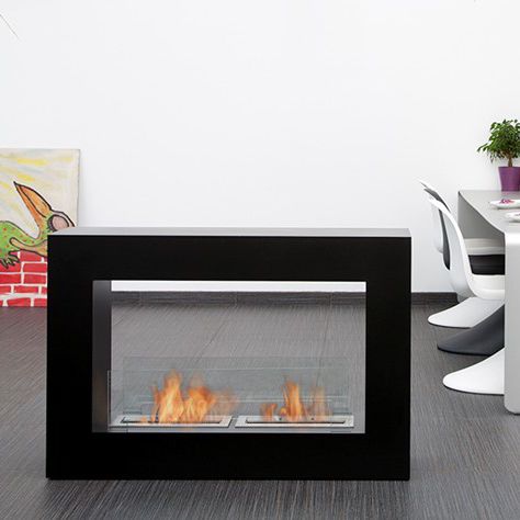 Cheminée au bioéthanol - QUBE LARGE - Bio-Blaze® - à encastrer / double face / à foyer ouvert