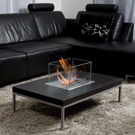 Table basse contemporaine - INSERT  - Bio-Blaze® - en verre trempé / en acier inoxydable / rectangulaire