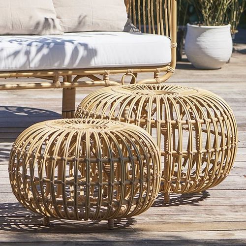 Ottoman contemporain - FA-E15-NU-1850 - Sika-Design - en rotin / en aluminium / rond