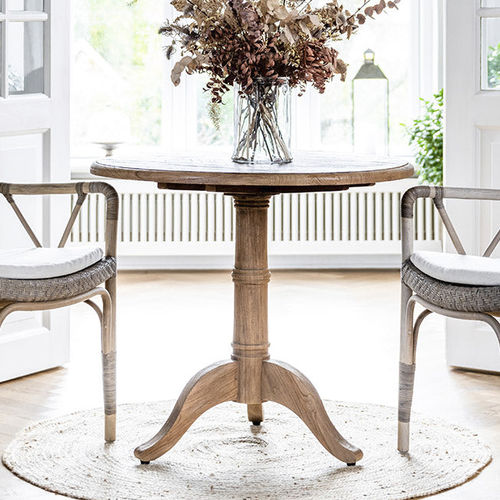 Table classique - Michel - Sika-Design - en teck / avec piètement en bois / ronde