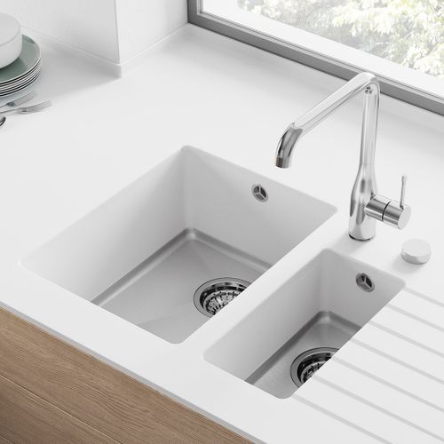 Évier 2 bacs - FSP-15 - Hasenkopf - avec égouttoir / en Corian® / monobloc