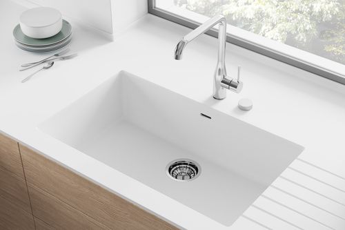 Évier 1 bac - DUPONT-965 - Hasenkopf - avec égouttoir / en Corian® / monobloc