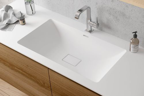 Vasque à encastrer - MIRAKLON FMS2 - Hasenkopf - en Corian® / avec plan intégré / avec mitigeur