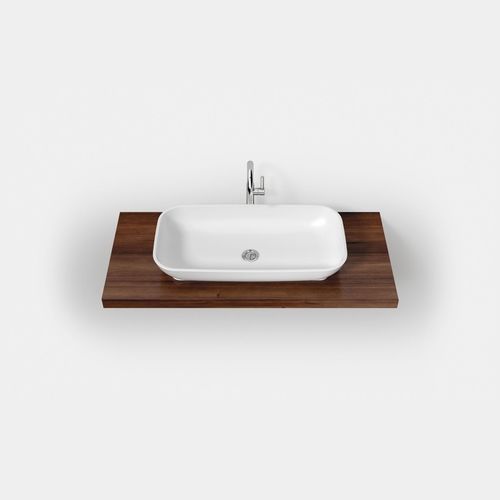 Vasque à poser - CURVA SCU - Hasenkopf - en Corian® / avec plan intégré / rectangulaire