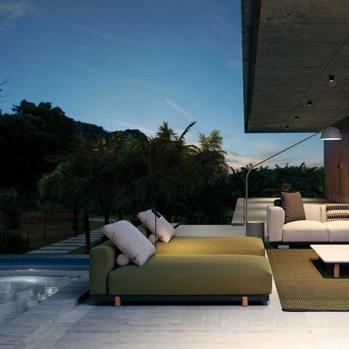 Chaise longue contemporaine - MOLO  - KETTAL - en tissu / en teck / en aluminium