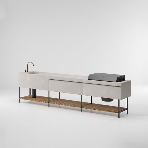 Cuisine d'extérieur - KSA604100 - KETTAL - contemporaine / aluminium / en bois