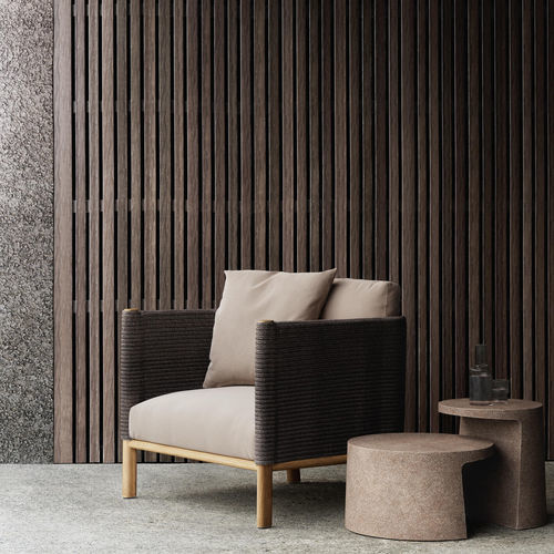 Table d'appoint contemporaine - Giro - KETTAL - en céramique / en béton / avec piètement en teck
