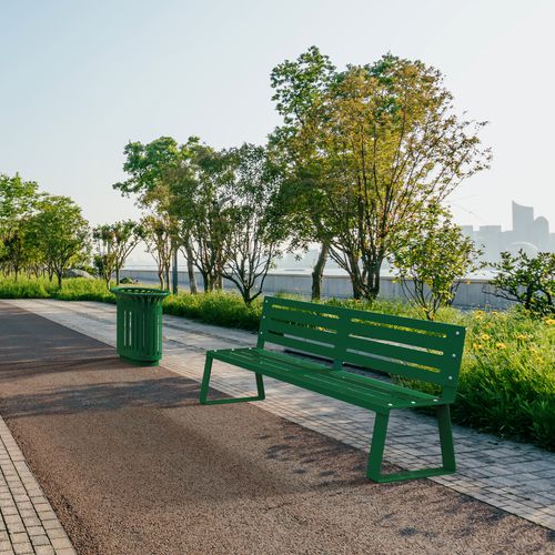 Banc public design minimaliste - BALLADE - ROSSIGNOL - en acier à revêtement par poudre / avec dossier / sans dossier