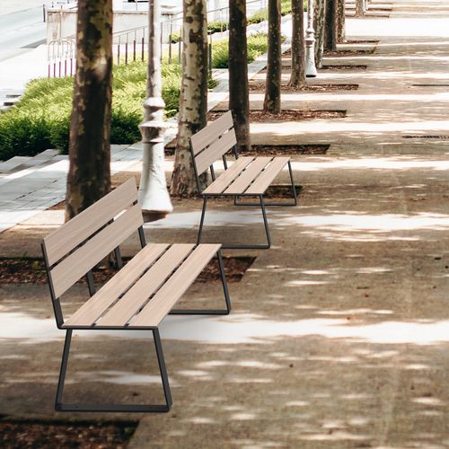 Banc public contemporain - BALLADE EXTREME - ROSSIGNOL - en acier à revêtement par poudre / en stratifié haute pression / avec dossier
