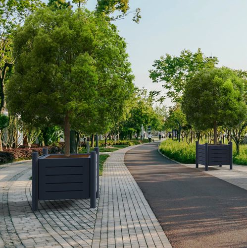 Jardinière en acier à revêtement par poudre - VIBRATO METAL - ROSSIGNOL - en HPL / carrée / résistante aux intempéries