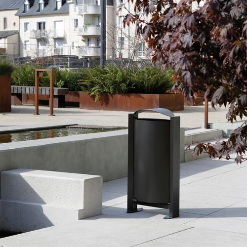 Poubelle en acier galvanisé - ARKEA - ROSSIGNOL - en acier à revêtement par poudre / d'extérieur / sur pied