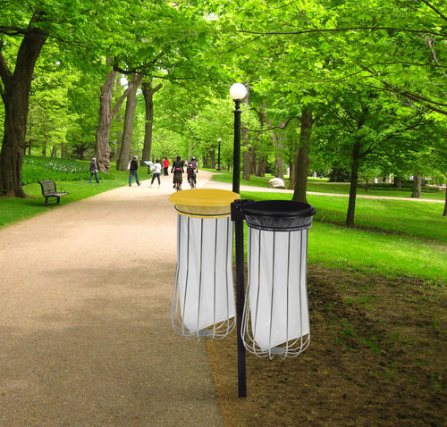 Support de sac poubelle en acier à revêtement par poudre - COLLECMUR - ROSSIGNOL - d'extérieur / sur pied / pour espace public