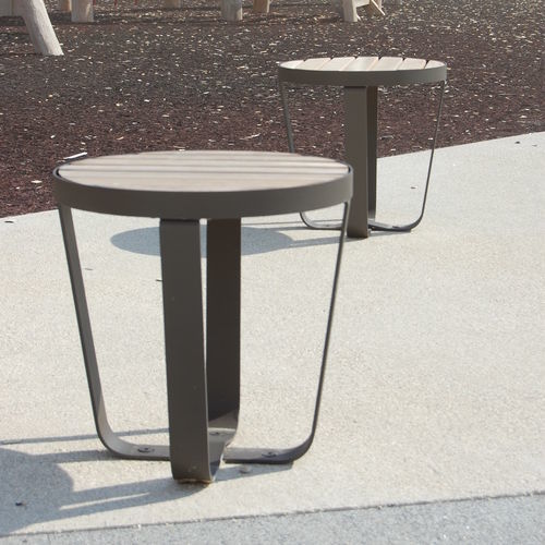 Tabouret contemporain - KARMA - Concept Urbain - en bois exotique / avec piètement en tôle d'acier / piètement en X