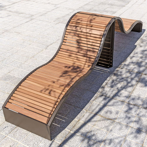 Bain de soleil contemporain - SOHA - Concept Urbain - en bois exotique / en tôle d'acier / pour espace public