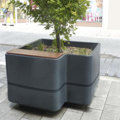 Jardinière en bois exotique - IMAWA - Concept Urbain - en polyéthylène / avec banc intégré / contemporaine