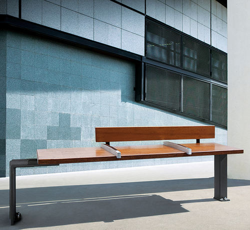Banc public contemporain - ÉVÉOLE C - Concept Urbain - en bois exotique / en acier / en fonte