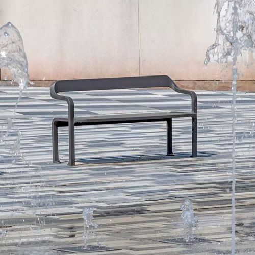 Banc public contemporain - IMAWA - Concept Urbain - en acier / en fonte d'aluminium / avec dossier