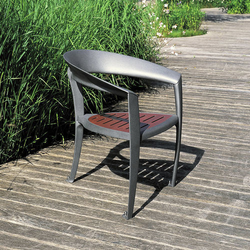 Chaise de jardin contemporaine - NASTRA - Concept Urbain - d'extérieur / en acier / en bois