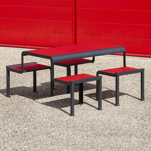 Table de pique-nique pour 4 personnes - PAOSA - Concept Urbain - contemporaine / en HPL / avec piètement en acier galvanisé