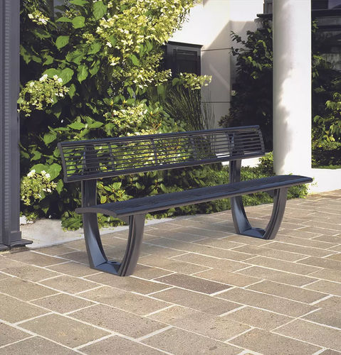 Banc public contemporain - DELTA - Concept Urbain - en acier / avec dossier / sans accoudoirs