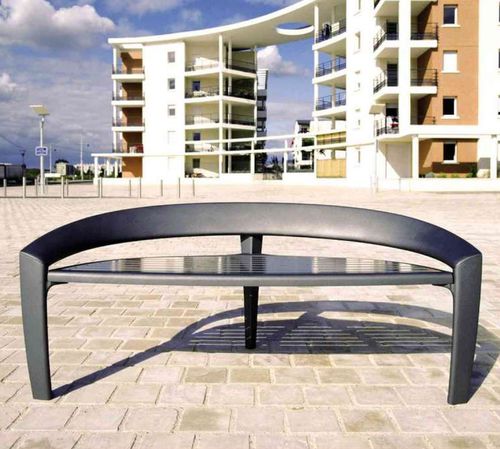 Banc public contemporain - NASTRA - Concept Urbain - en fonte / en acier / avec dossier