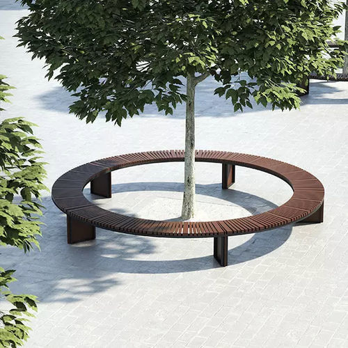 Banc public contemporain - SOHA - Concept Urbain - en bois exotique / en acier galvanisé / en tôle