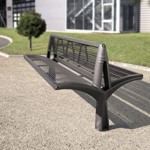 Banc public contemporain - VESTA - Concept Urbain - en fonte / en acier / avec dossier