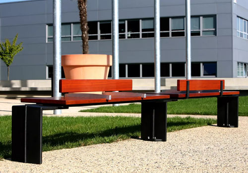 Banc public contemporain - C & D ÉVÉOLE - Concept Urbain - en bois exotique / en acier / en fonte