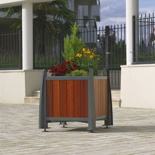 Jardinière en bois exotique - DELTA - Concept Urbain - en contreplaqué / en polyéthylène / en acier galvanisé