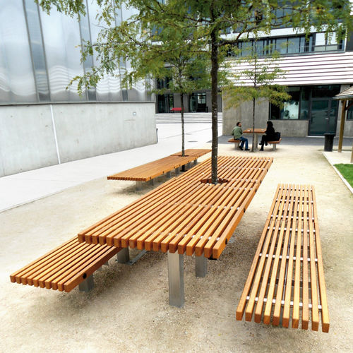 Table contemporaine - OCÉAN - Concept Urbain - en bois exotique / avec piètement en acier inoxydable / rectangulaire