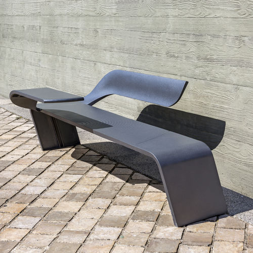 Banc public contemporain - WAVE - Concept Urbain - en fonte d'aluminium / avec dossier / sans accoudoirs