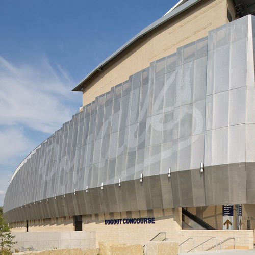Brise-soleil en inox - KAUFFMAN STADIUM - A. Zahner - pour façade / vertical / fixe