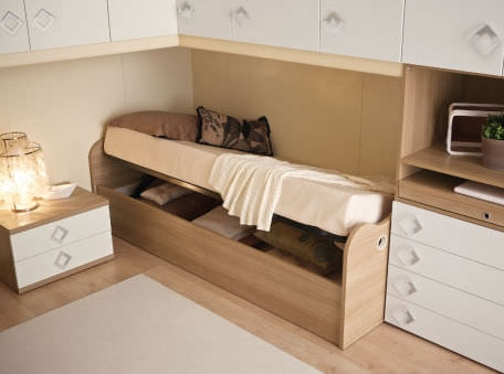 Lit contemporain - INTIMACY - Mobil Sprint Srl - avec base de rangement / pour enfant (unisexe) / en bois