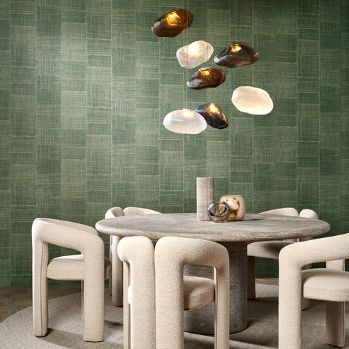 Papier peint contemporain - RABANE - ARTE - à motif / aspect tissu / vert