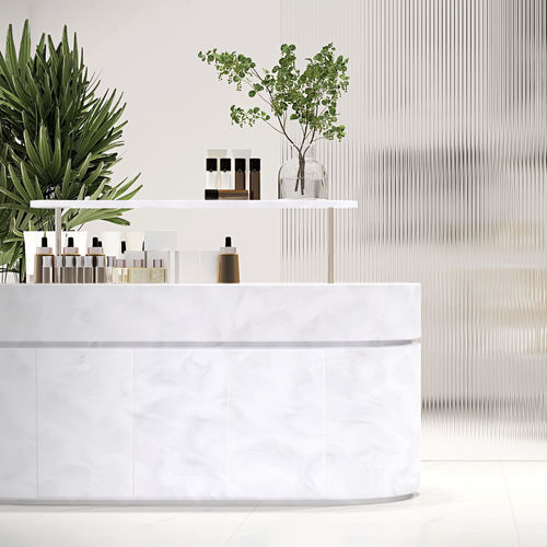 Plan de travail en Solid Surface - Downy Dove SP105 - Staron Solid Surfaces - professionnel / blanc / poli