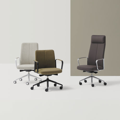 Chaise de travail en cuir - ZENPRO - INCLASS - en tissu / à roulettes / avec repose-tête