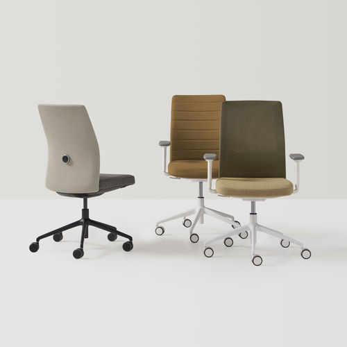 Chaise de travail en cuir - ESITT - INCLASS - en tissu / à roulettes / avec repose-pieds
