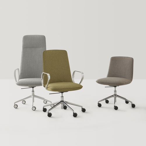 Chaise de travail en cuir - KORI - INCLASS - en tissu / à roulettes / avec repose-tête