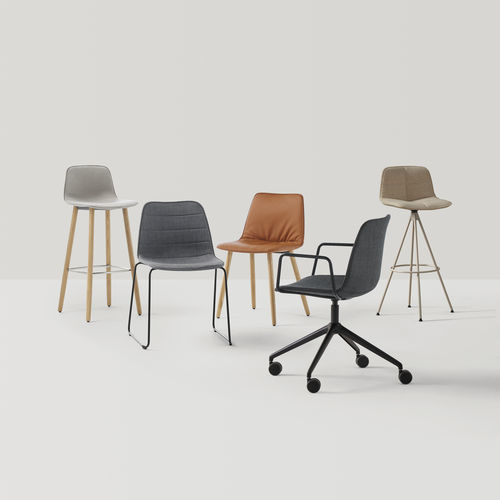 Chaise de travail en cuir - VARYA TAPIZ - INCLASS - en tissu / à roulettes / avec rangement