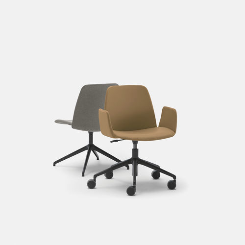 Chaise de travail en cuir - UNNIA TAPIZ - INCLASS - en tissu / à roulettes / pivotante