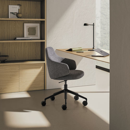 Chaise de travail en cuir - BINAR 60 - INCLASS - en tissu / à roulettes / pivotante