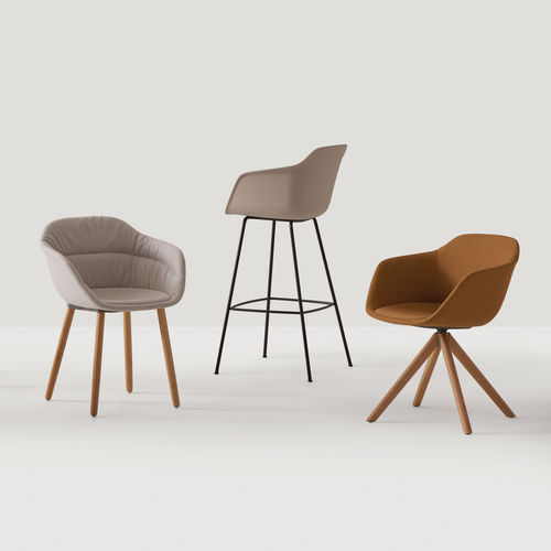 Chaise de bar contemporaine - TAIA - INCLASS - d'intérieur / en polypropylène / avec piètement en bois
