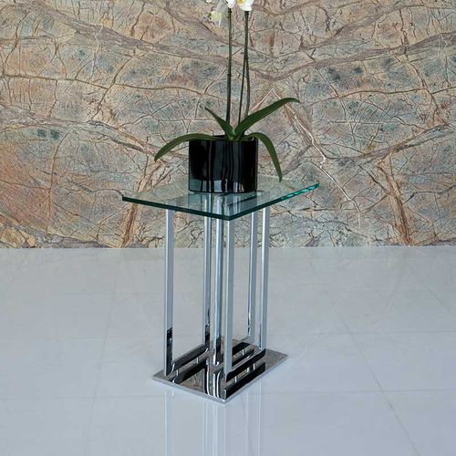 Table d'appoint contemporaine - LIFE CLASS : IMPERIAL  - Italy Dream Design - en verre trempé / avec piètement en métal chromé / rectangulaire