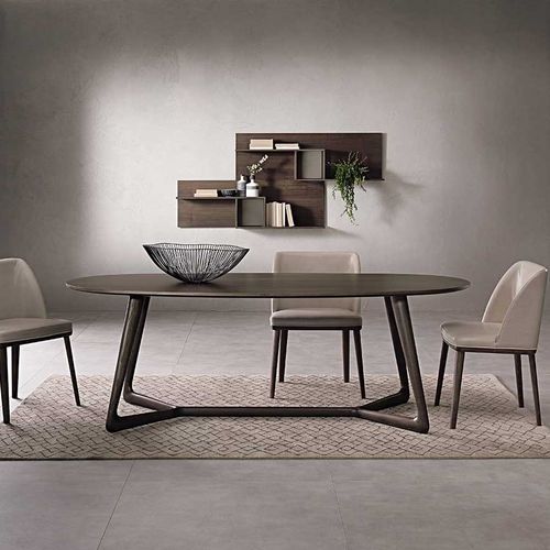 Table à manger contemporaine - OVER - Italy Dream Design - en frêne / avec piètement en bois massif / ovale