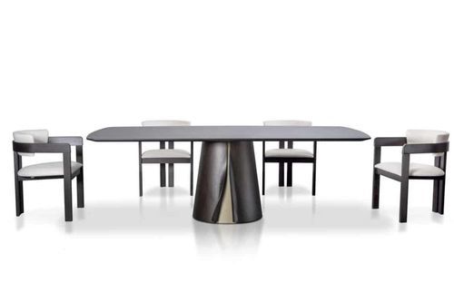 Table à manger contemporaine - SHUCK - Italy Dream Design - en noyer / avec piètement en noyer / rectangulaire