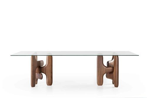 Table à manger contemporaine - FACE - Italy Dream Design - en bois massif / avec piètement en bois massif / avec piètement en noyer