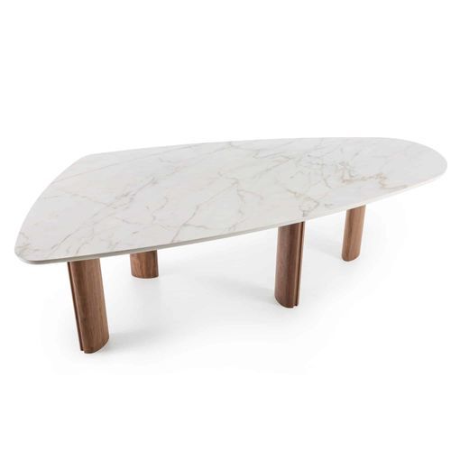 Table à manger contemporaine - SHAPE - Italy Dream Design - en marbre / avec piètement en noyer / courbée