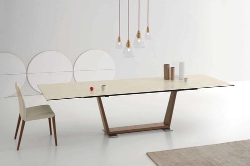 Table à manger en céramique - DOLY - Italy Dream Design - avec piètement en bois / avec piètement en acier inoxydable / rectangulaire
